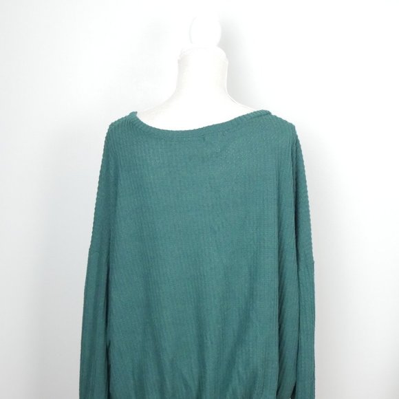 Fantastic Fawn Soft Forest Dark Green Waffle Knit Long Sleeve V Neck Top Large - Picture 4 of 10